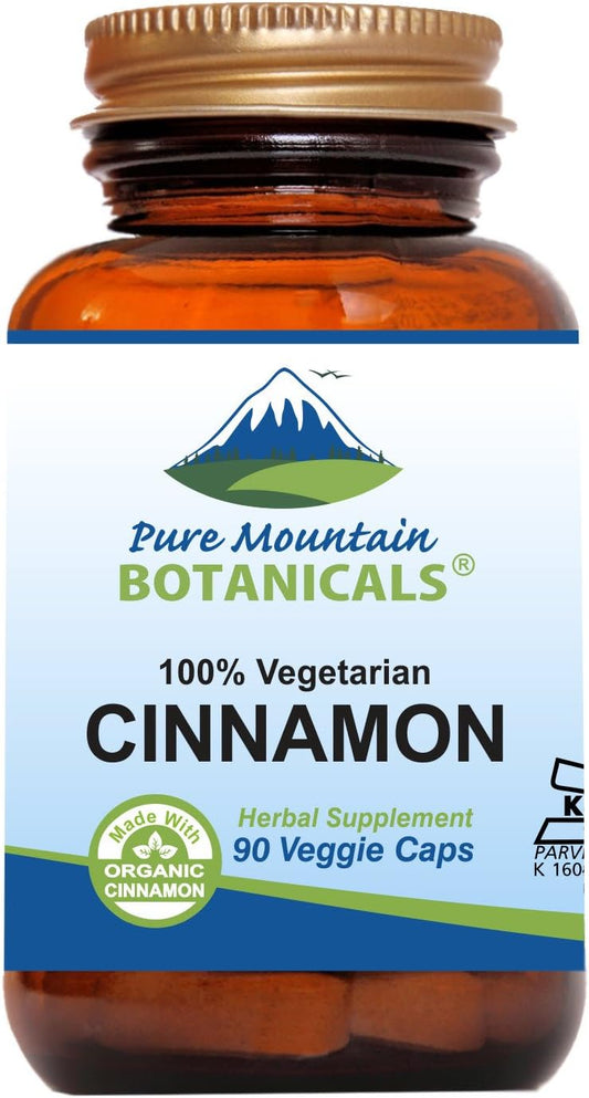 Organic Kosher Vegan Cinnamon Capsules - 1000mg Cassia Cinnamon Bark Supplement by Pure Mountain Botanicals