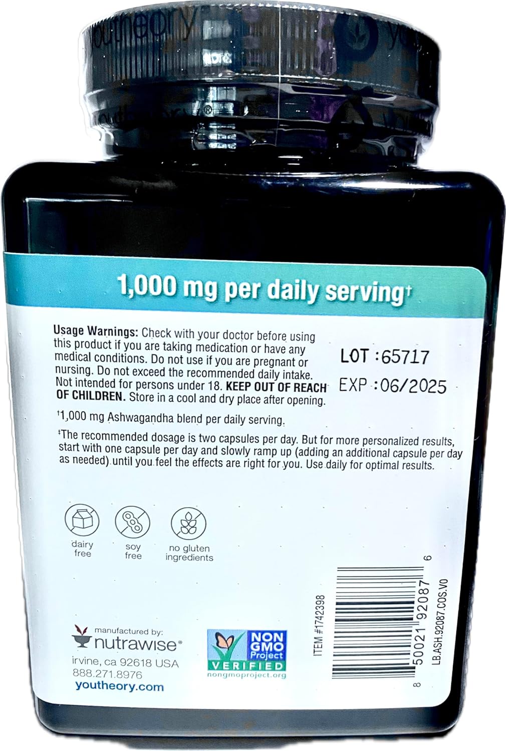 Organic KSM-66 Ashwagandha Supplement for Stress Management - 180 Capsules, 1000mg - Vegetarian Formula