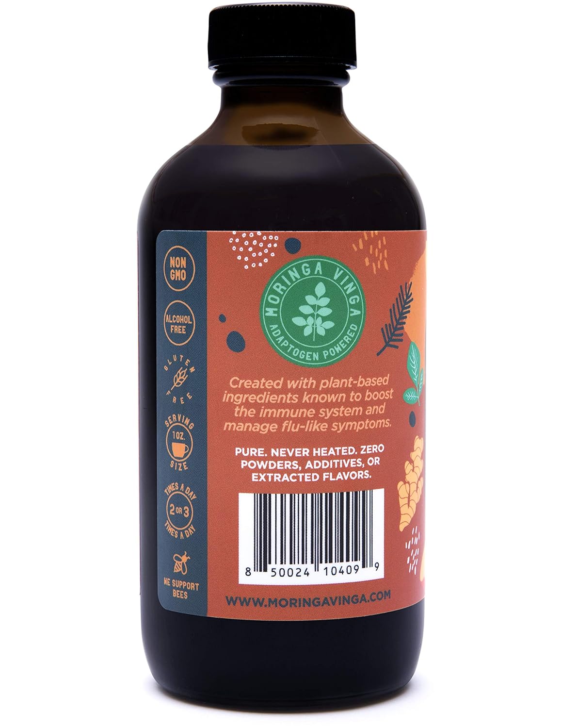 Organic Lava Vinga Fire Cider with Moringa Oleifera - 8 oz. Natural Cold & Flu Remedy, Immune Booster, Antioxidant-Rich Superfood