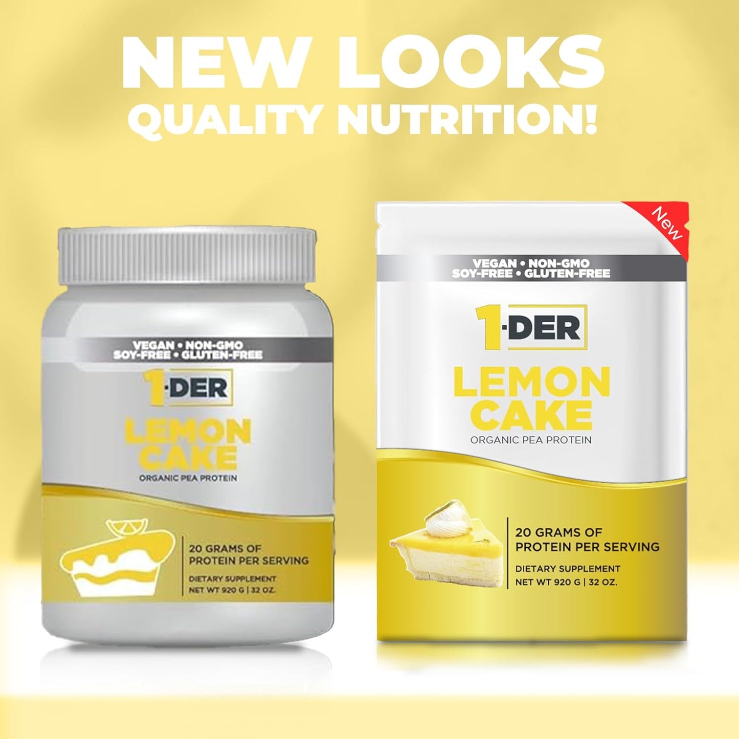 Organic Lemon Cake Pea Protein Powder Isolate - Plant Based, Vegan & Vegetarian. Easy Digestion, Muscle Recovery. Non-GMO, No Lactose, Soy, Gluten - 23 Servings.