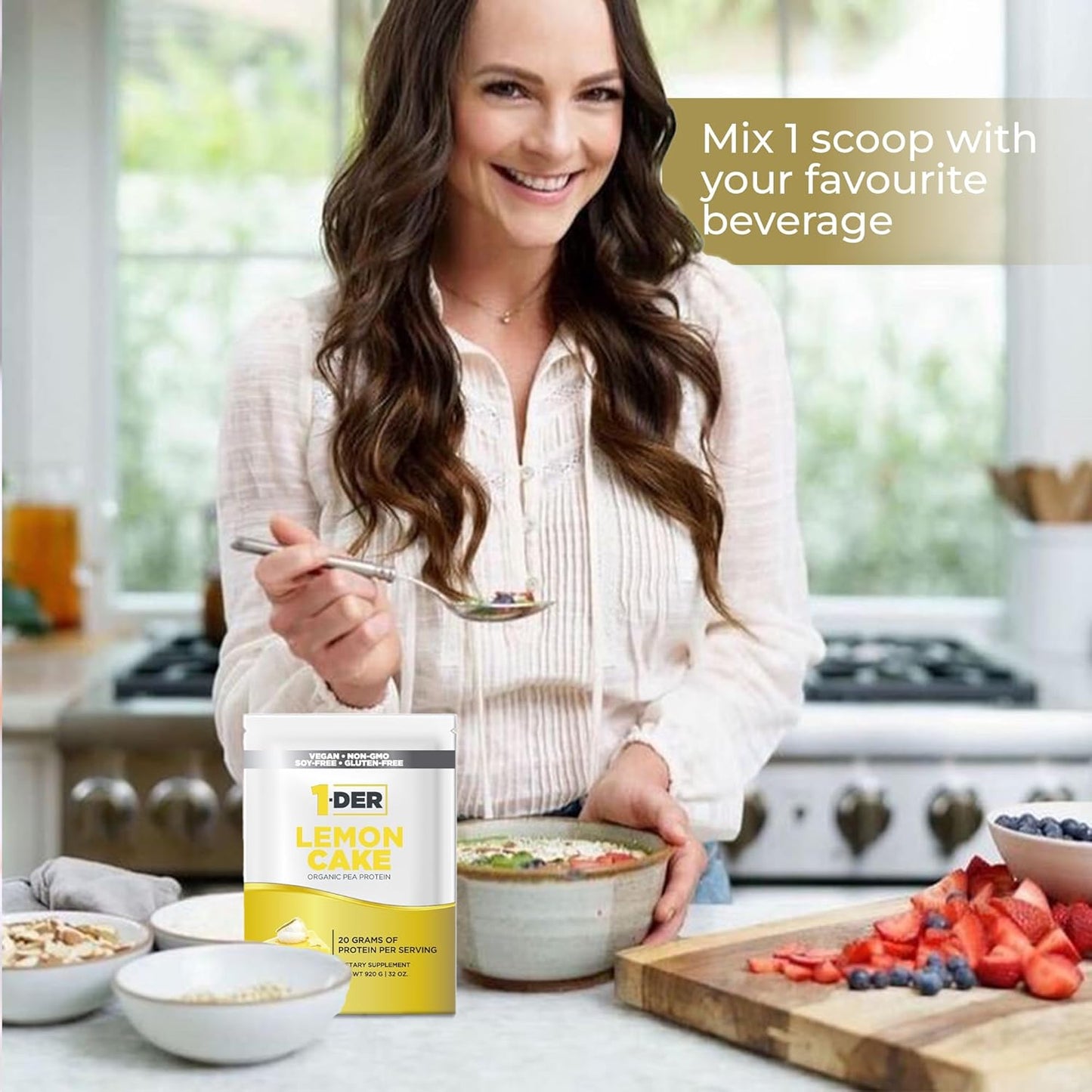 Organic Lemon Cake Pea Protein Powder Isolate - Plant Based, Vegan & Vegetarian. Easy Digestion, Muscle Recovery. Non-GMO, No Lactose, Soy, Gluten - 23 Servings.