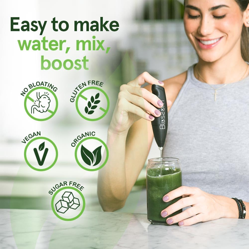 Organic Lemon Citrus SuperGreens Probiotics with Digestive Enzymes for Bloating Relief - Gluten-Free Energy Boost - 30+ SuperReds