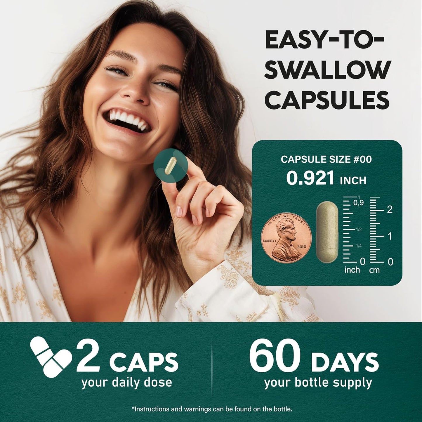 Organic Lions Mane Capsules 1200mg - USA-Made Fruiting Bodies Extract - Memory & Focus Support - 2 Month Supply