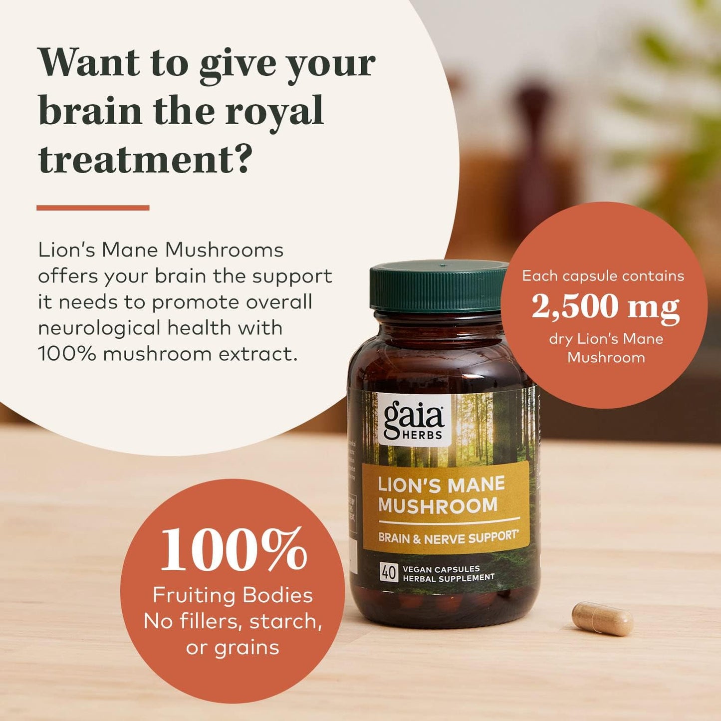 Organic Lion's Mane & Holy Basil Capsules - Supports Neurological Health and Stress Balance - 240 Vegan Liquid Phyto-Caps