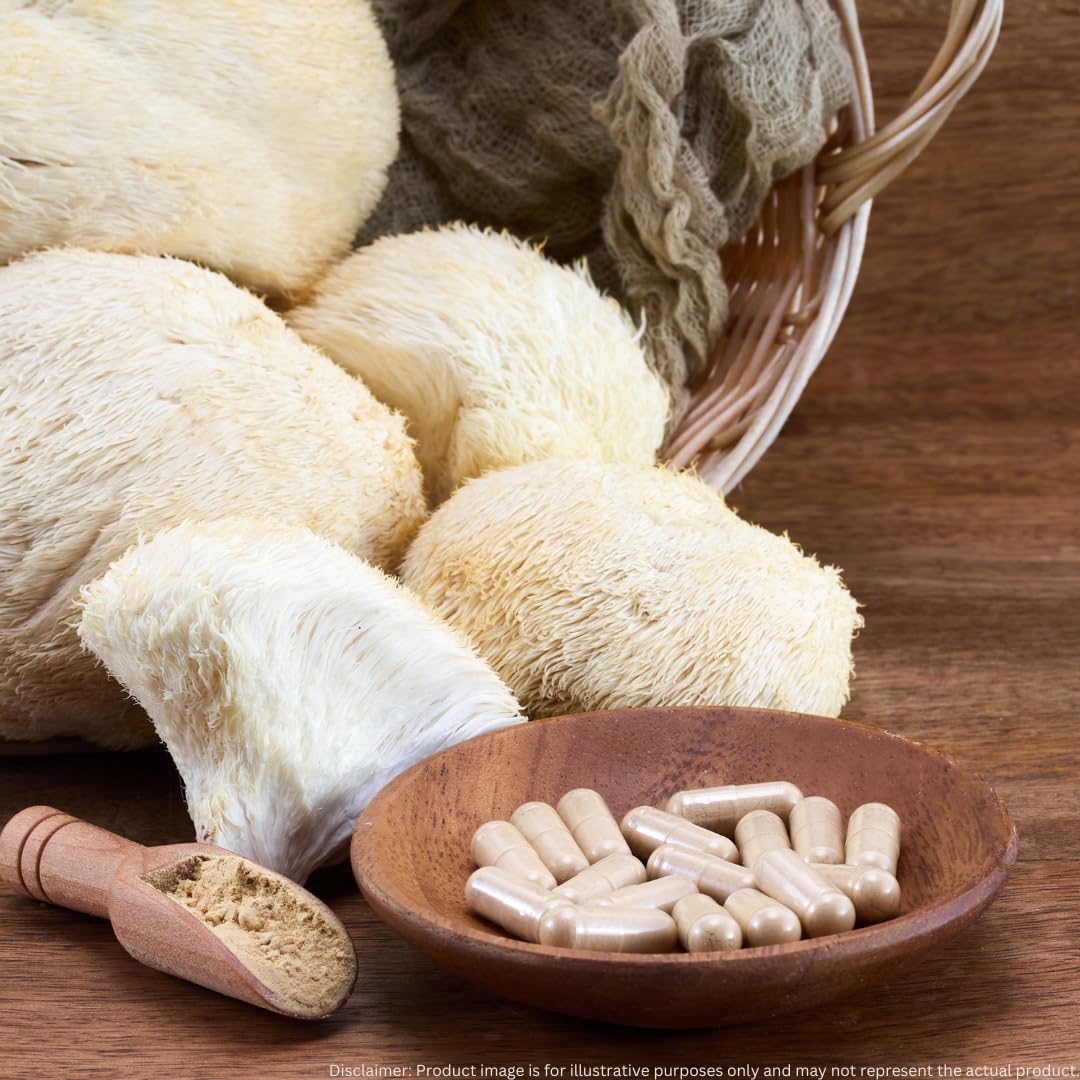 Organic Lion’s Mane Mushroom Capsules for Brain Health & Focus - Cognitive Support, Nerve & Mood Health - 100% Pure, Vegan, Non-GMO - 60 Capsules