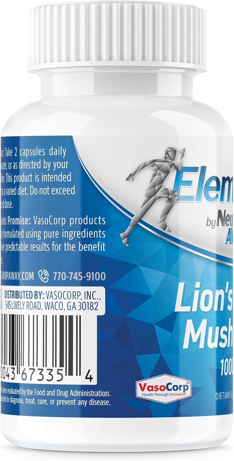 Organic Lions Mane Mushroom Extract Capsules - 60 Acid Resistant Capsules, Third Party Tested, cGMP Facility