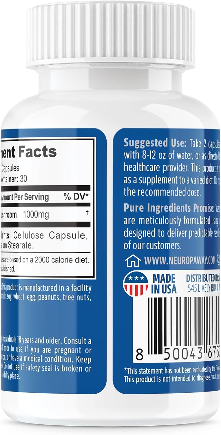 Organic Lions Mane Mushroom Extract Capsules - 60 Acid Resistant Capsules, Third Party Tested, cGMP Facility