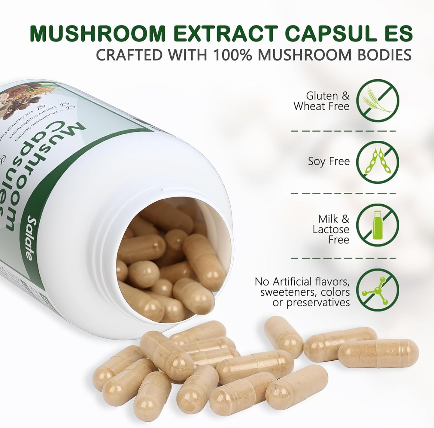 Organic Lion's Mane Mushroom Extract Capsules for Memory, Focus & Immune Support - 100% Fruit Body Extracts, Vegan (90 Caps)