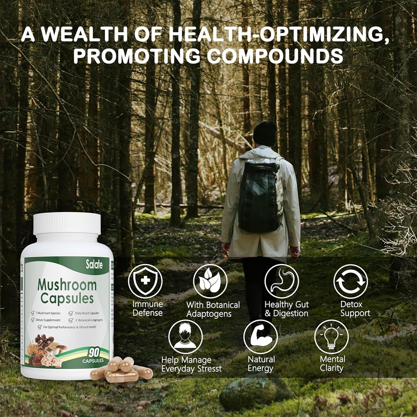 Organic Lion's Mane Mushroom Extract Capsules for Memory, Focus & Immune Support - 100% Fruit Body Extracts, Vegan (90 Caps)
