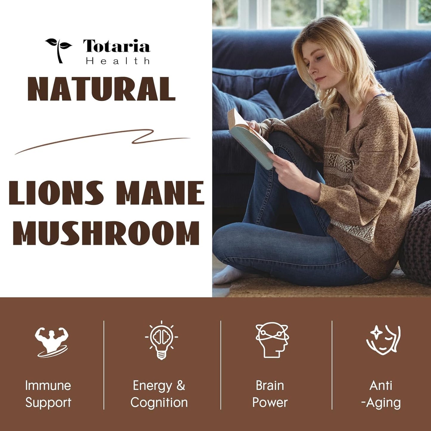 Organic Lions Mane Mushroom Liquid Drops - Brain & Immune Support Supplement with Memory & Focus Boost - Non-GMO, Gluten-Free, Vegan Superfood Tincture