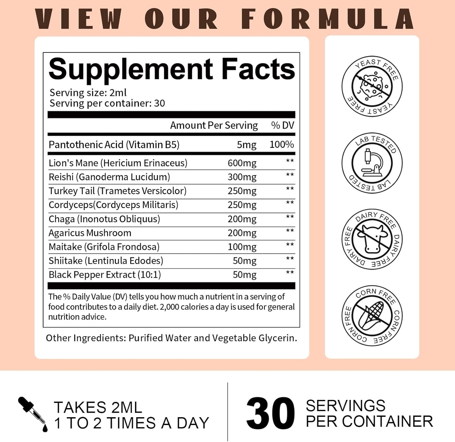 Organic Lions Mane Mushroom Liquid Drops - Brain & Immune Support Supplement with Memory & Focus Boost - Non-GMO, Gluten-Free, Vegan Superfood Tincture