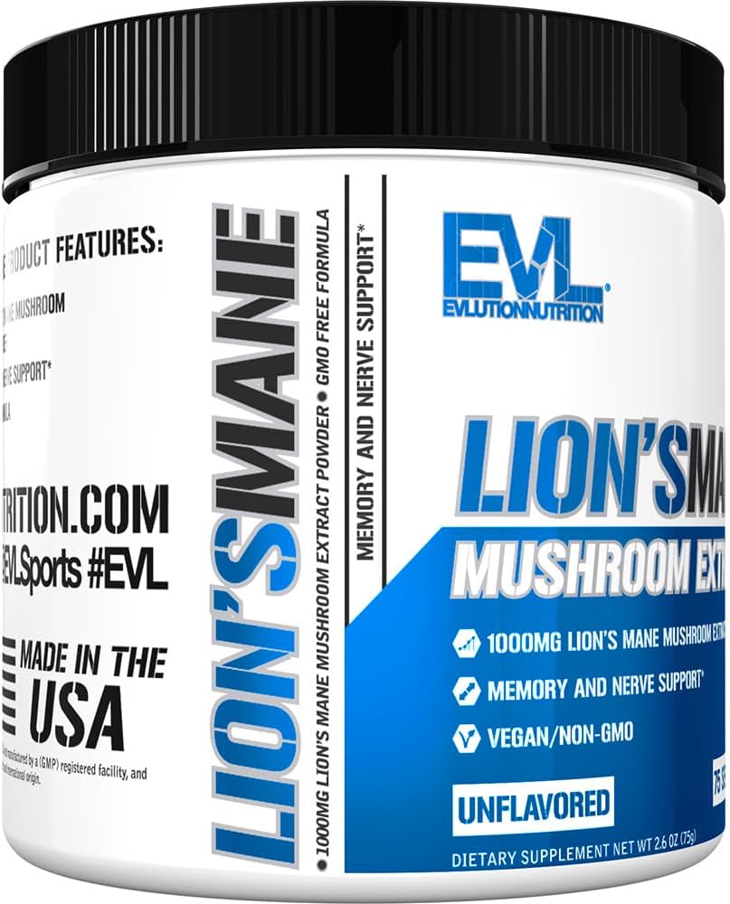 Organic Lion's Mane Mushroom Powder Supplement for Brain Support and Immunity Boost