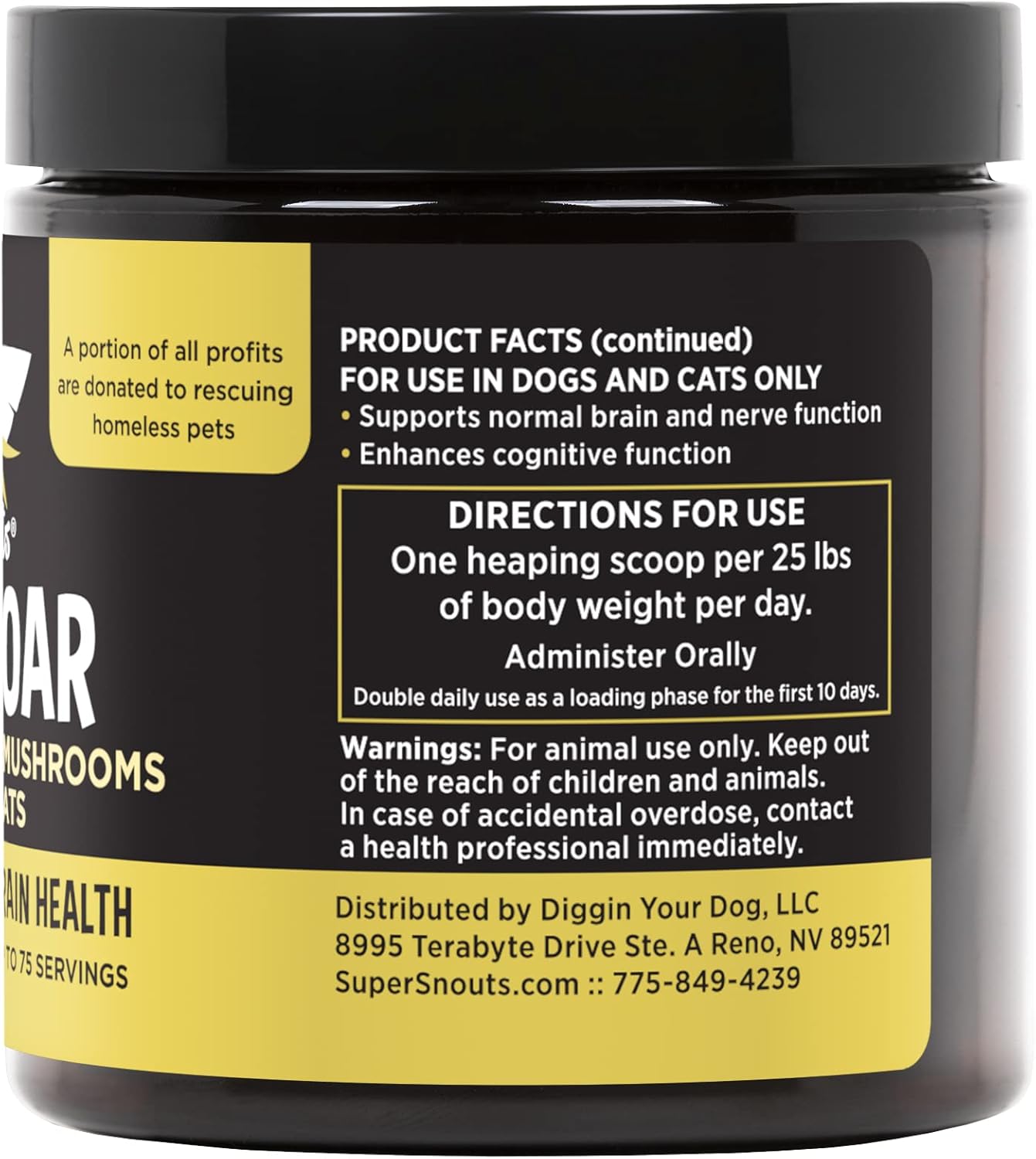 Organic Lion's Mane Mushroom Supplement for Dogs and Cats - USA Made Cognitive Health Formula