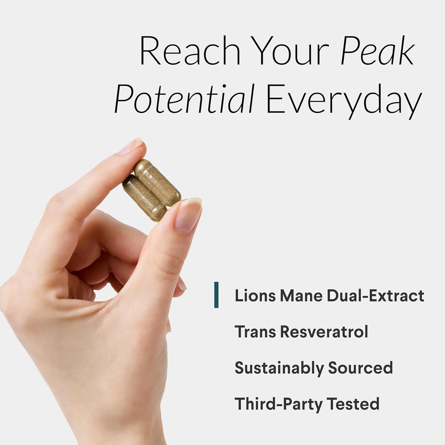 Organic Lion's Mane & Resveratrol Capsules - 800mg Lion's Mane Extract, Plant-Based Trans Resveratrol, Brain Health Supplement, 60ct.