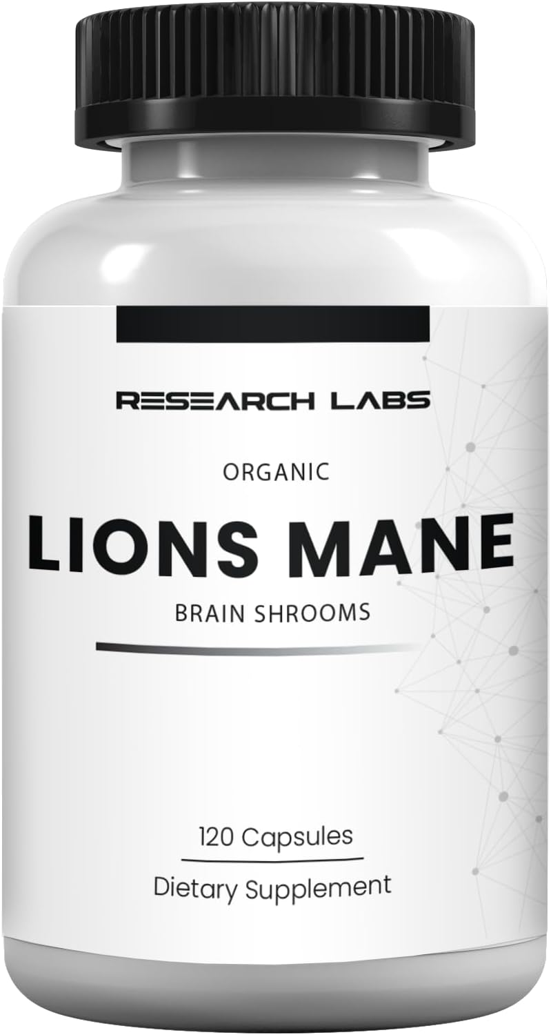 Organic Lions Mane Supplement Capsules with Litropane™ for Immune Support & Nootropic Benefits - 120 Capsules, 10X Extract (Equivalent to 18,000mg)