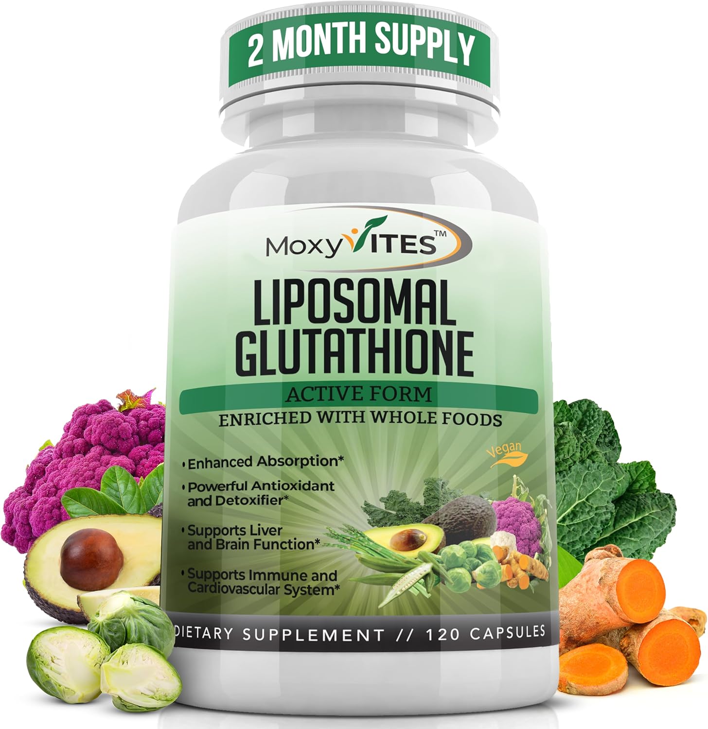 Organic Liposomal Glutathione Supplement 500mg - Pure Reduced GSH - Non GMO Complex - Antioxidant - 120 Capsules