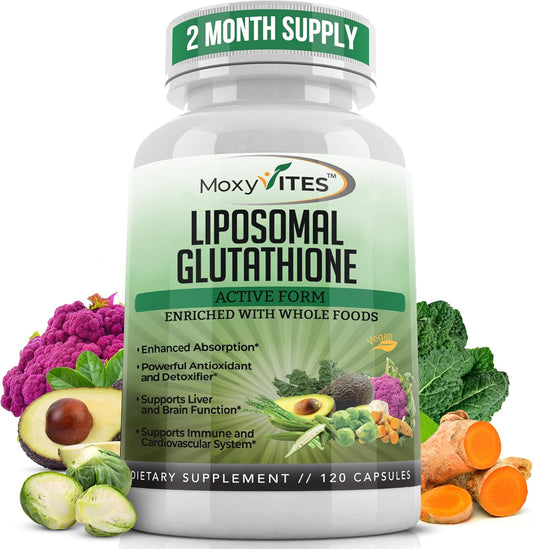 Organic Liposomal Glutathione Supplement 500mg - Pure Reduced GSH - Non GMO Complex - Antioxidant - 120 Capsules