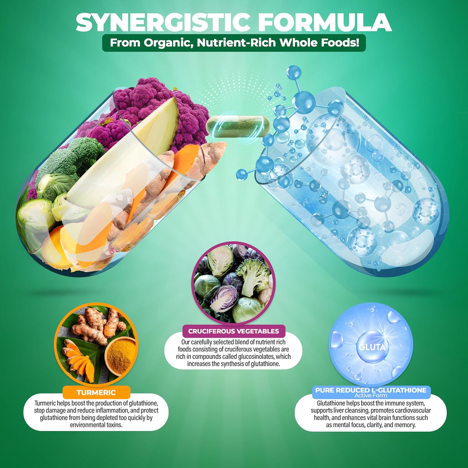 Organic Liposomal Glutathione Supplement 500mg - Pure Reduced GSH - Non GMO Complex - Antioxidant - 120 Capsules