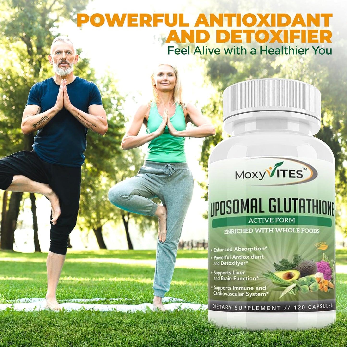 Organic Liposomal Glutathione Supplement 500mg - Pure Reduced GSH - Non GMO Complex - Antioxidant - 120 Capsules