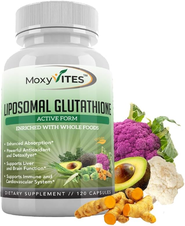Organic Liposomal Glutathione Supplement 500mg - Pure Reduced GSH - Non GMO Complex - Antioxidant - 120 Capsules