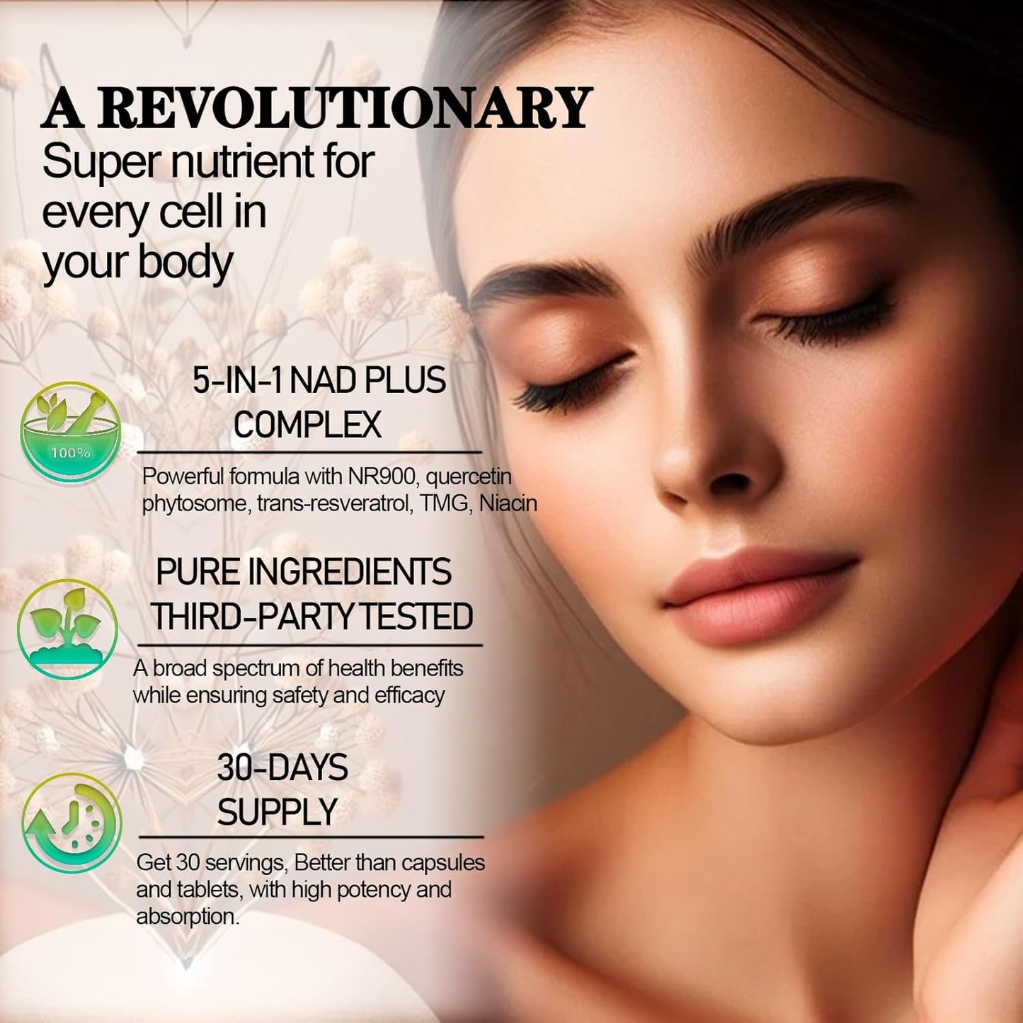 Organic Liposomal NAD Resveratrol Supplement for Longevity & Energy: Women & Men, Nicotinamide Riboside 900mg, TMG, Quercetin, Vitamin B3 - WellVeraVida Anti-Aging Focus