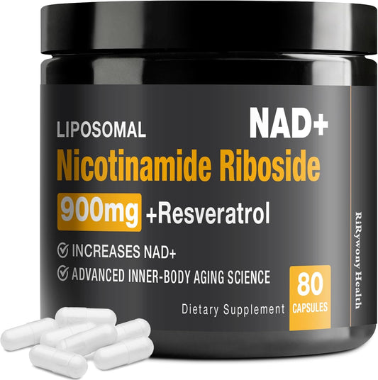 Organic Liposomal NAD+ Supplement with NR, Resveratrol, and Quercetin - 900mg for Cellular Repair and Healthy Aging in Men and Women
