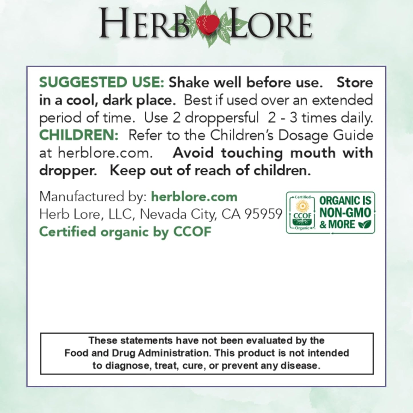 Organic Liquid Iron Drops Supplement for Kids & Women - Gentle Baby-Friendly Herb Lore Iron Tonic - Plant Based, Vegan, Non-Constipating Herbal Tincture (4 fl oz)