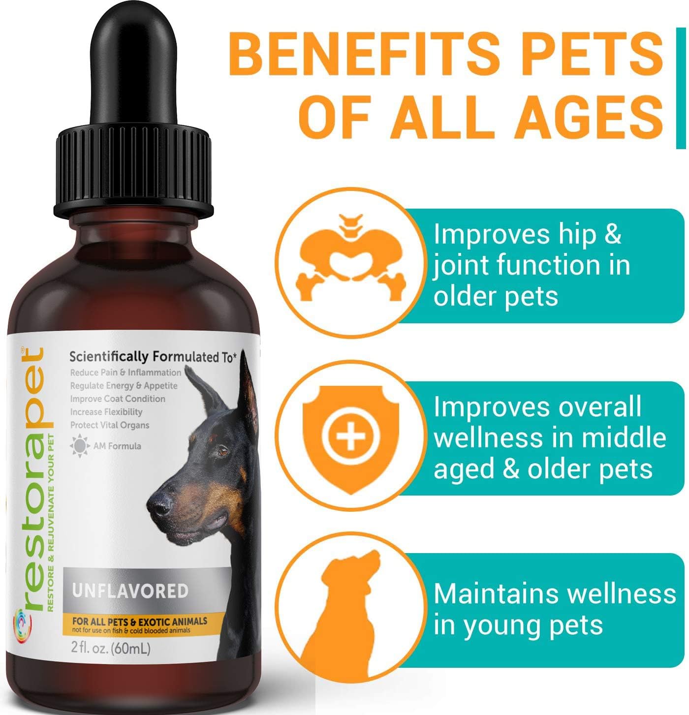 Organic Liquid Multivitamin 4-Pack for Dogs & Cats | Joint Pain Relief | Anti Inflammatory Supplement | Vet Approved & Non-GMO