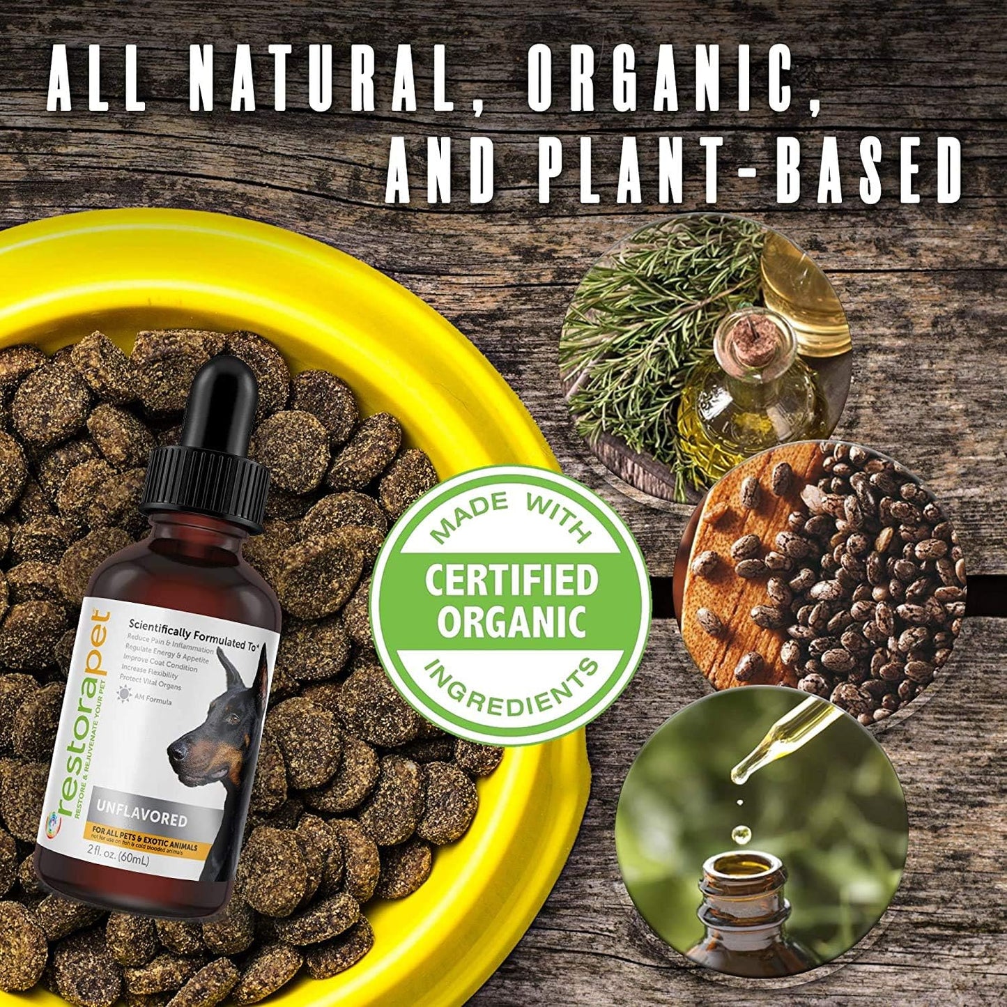 Organic Liquid Multivitamin 4-Pack for Dogs & Cats | Joint Pain Relief | Anti Inflammatory Supplement | Vet Approved & Non-GMO