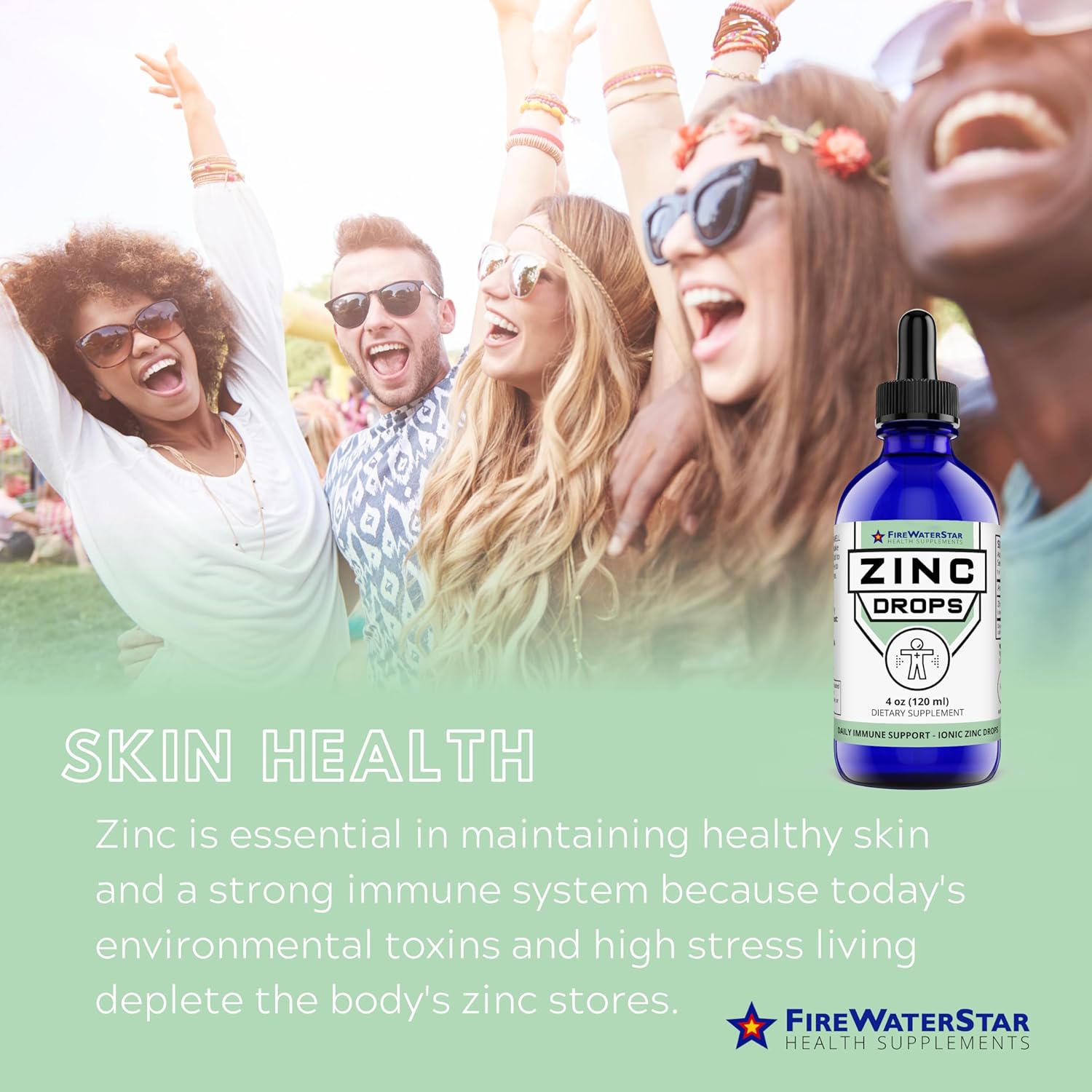 Organic Liquid Zinc Supplement Drops - 45mg Immune Support for Adults & Kids - Non-GMO Vegan Health Supplements - Boost Immunity, Skin Health, Wellness
