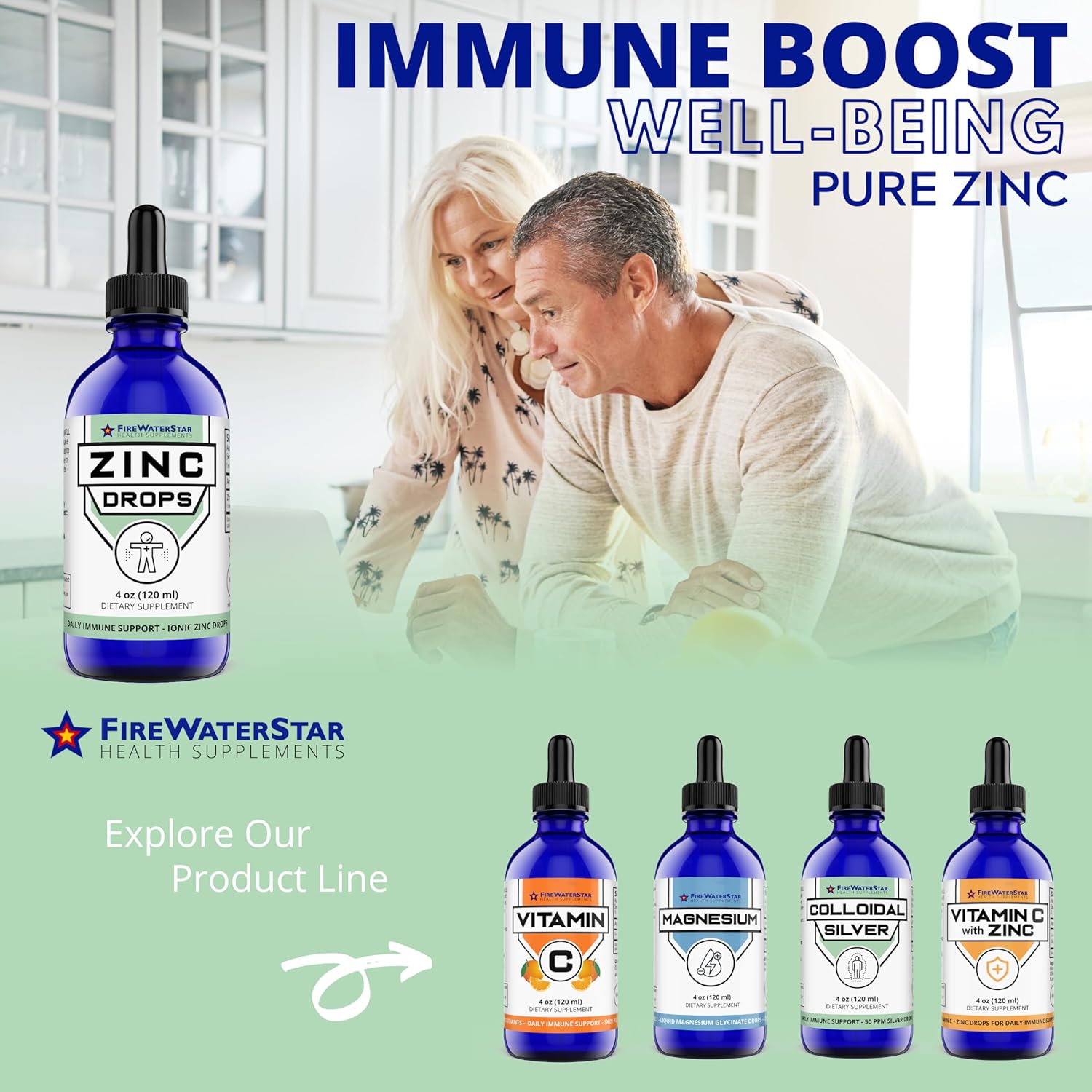 Organic Liquid Zinc Supplement Drops - 45mg Immune Support for Adults & Kids - Non-GMO Vegan Health Supplements - Boost Immunity, Skin Health, Wellness