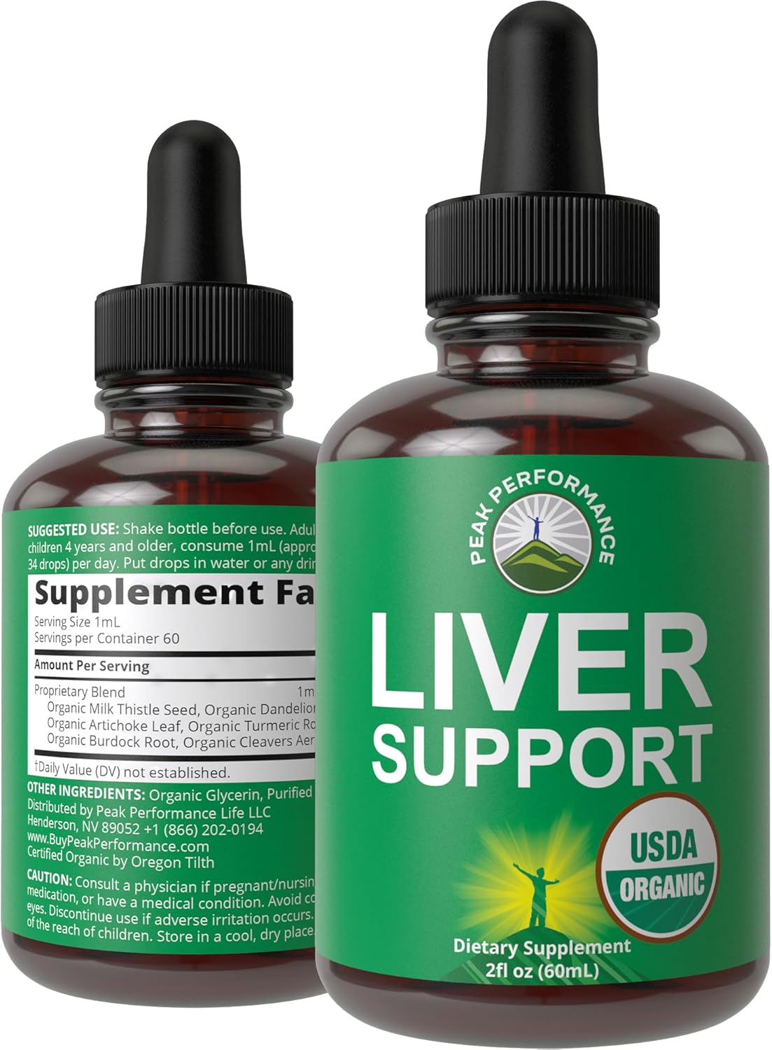 Organic Liver Cleanse Detox Drops with Milk Thistle & Artichoke Extract - Sugar-Free Liver Health Support Supplement