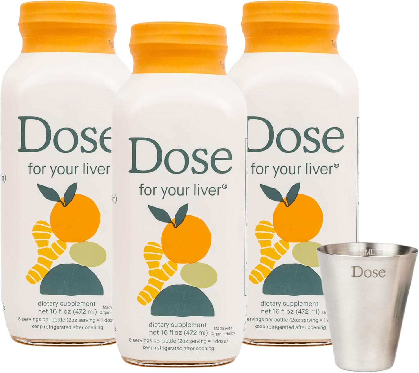 Organic Liver Cleanse Detox & Repair Supplement with Milk Thistle, Turmeric, Dandelion, Ginger, and Orange - 16oz Bottle, 3 Pack