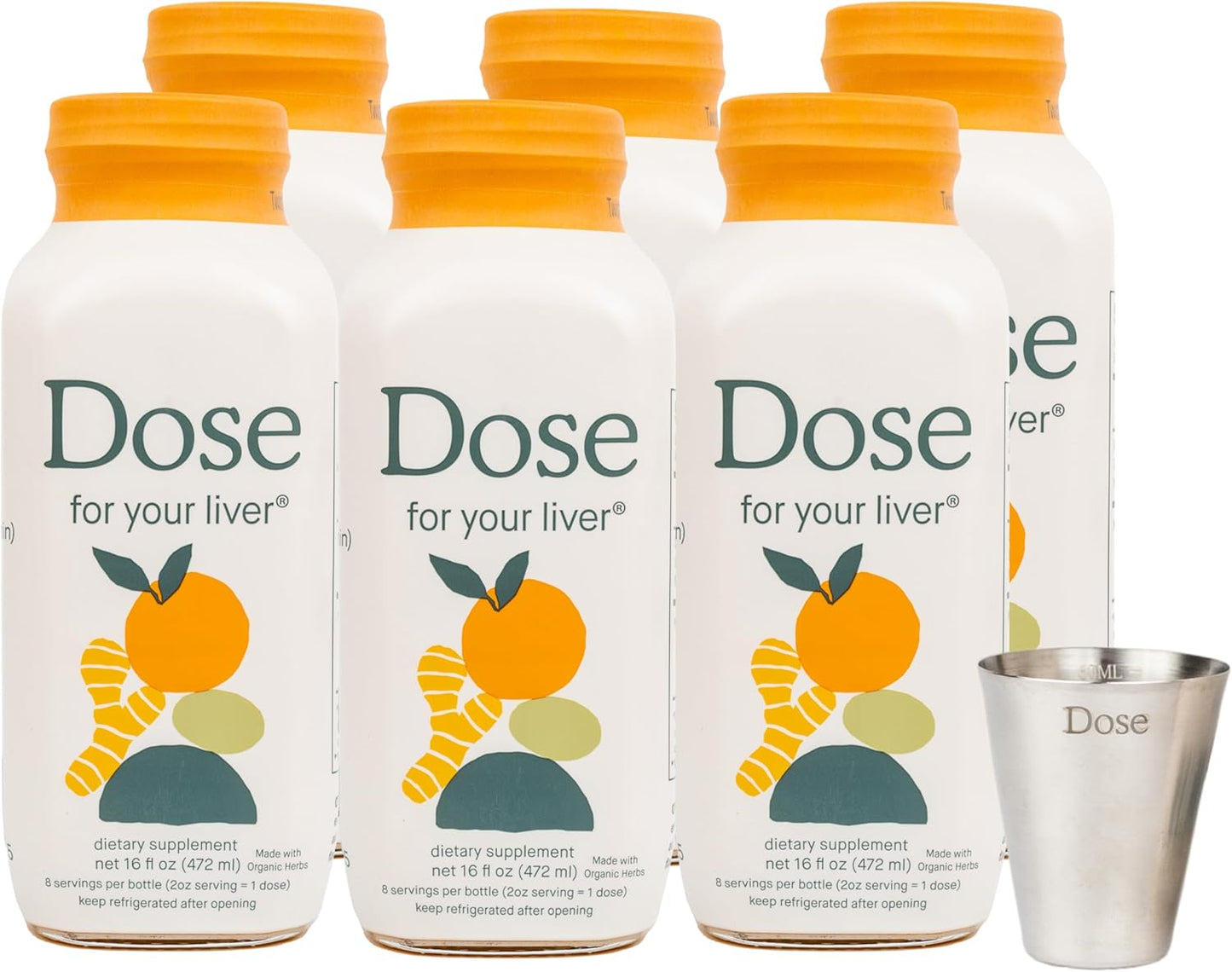 Organic Liver Cleanse Detox & Repair Supplement with Milk Thistle, Turmeric, Dandelion, Ginger, Orange - 16oz Bottle, 6 Pack for 6 Weeks. Promotes Optimal Liver Function.