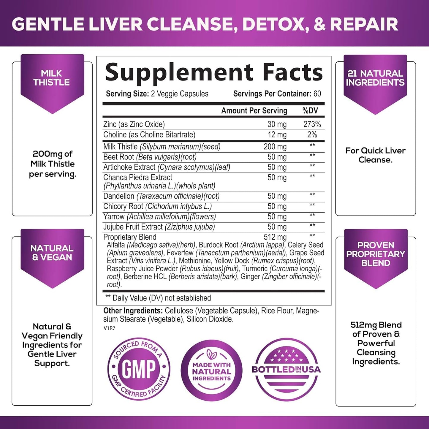 Organic Liver Cleanse Detox Supplement with Milk Thistle, Artichoke, Dandelion, Beet, Chicory Root, & Turmeric - Herbal Liver Support Formula for Overall Health - 120 Capsules