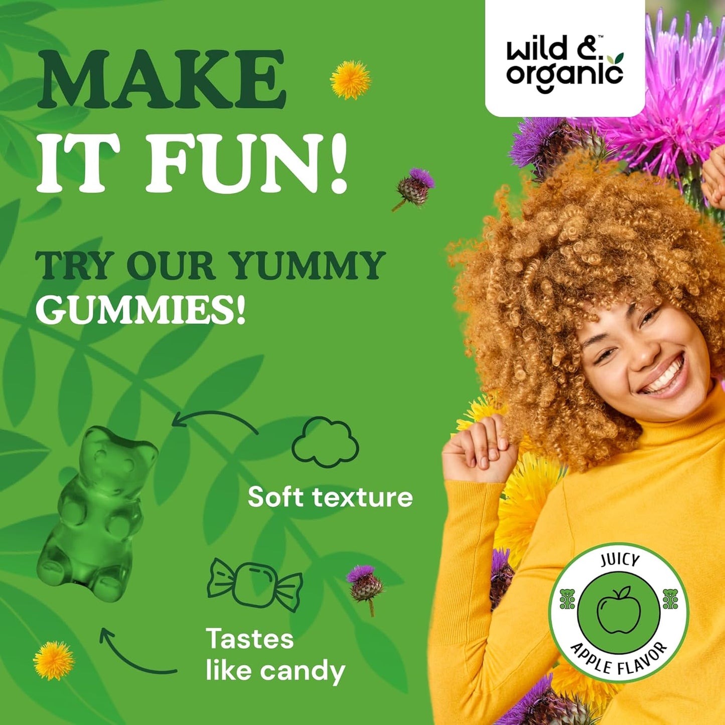 Organic Liver Cleanse Gummies with Milk Thistle & Dandelion Root Extract - 60 Silymarin Gummies for Detox - Vegan & Non-GMO Herbal Supplement
