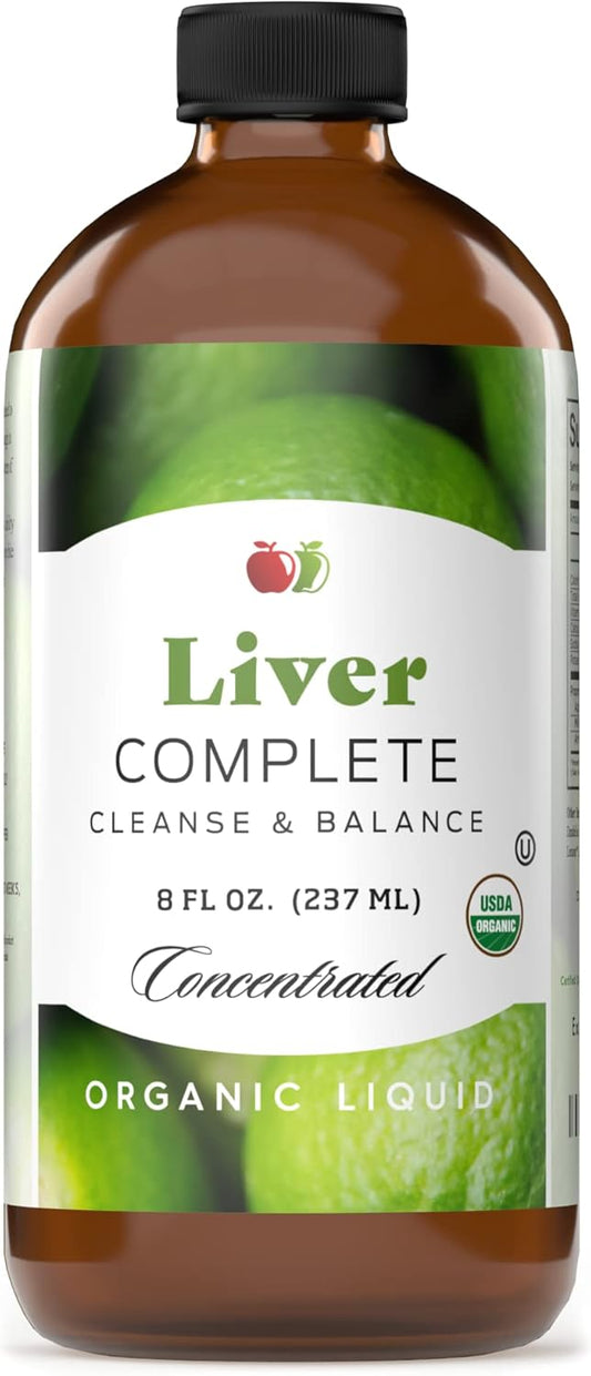 Organic Liver Cleanse Liquid Concentrate - Complete Natural Products Liver Complete 8oz - Digestive Bitters Vinegar Supplement