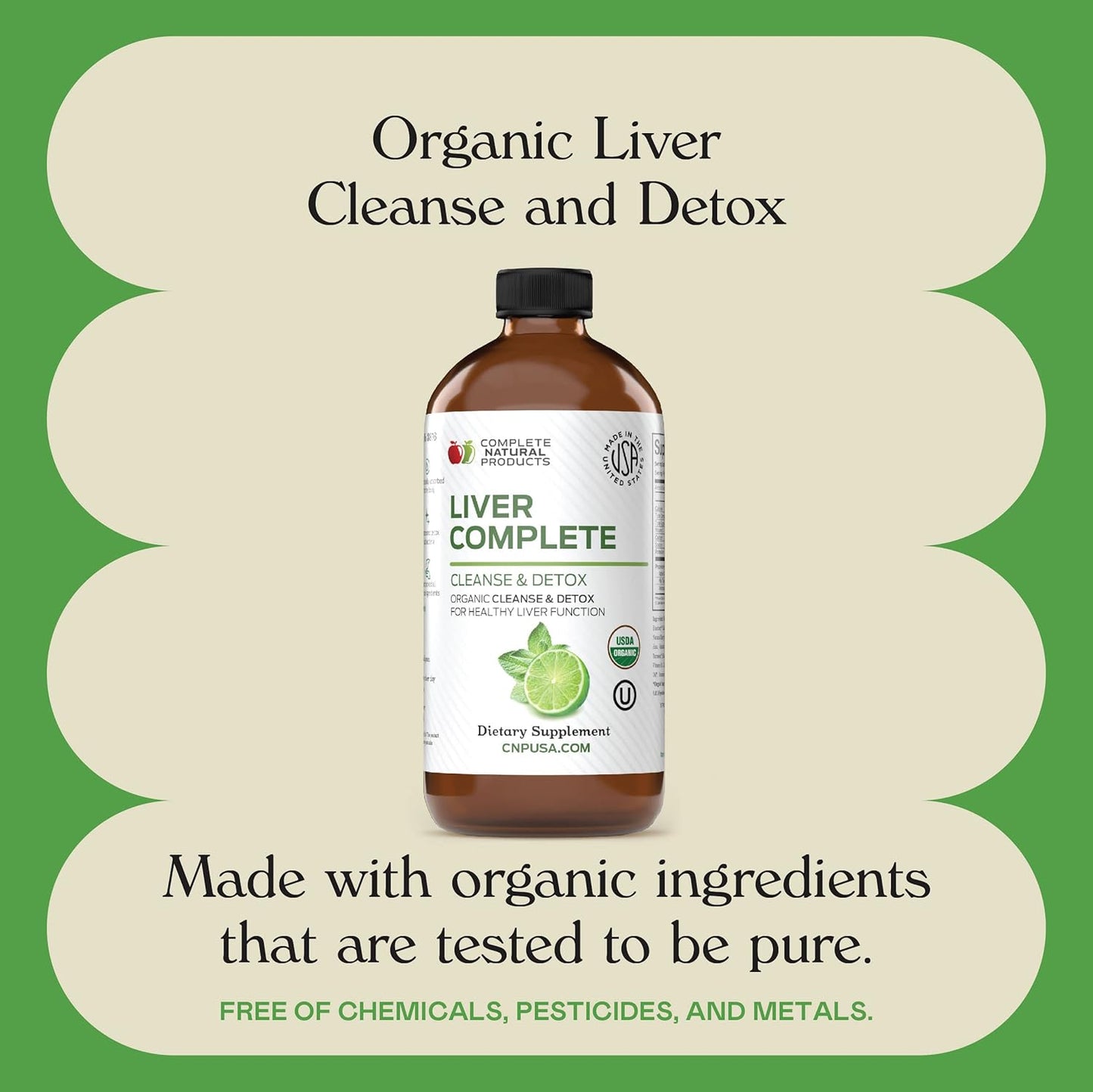 Organic Liver Cleanse Liquid Concentrate - Complete Natural Products Liver Complete 8oz - Digestive Bitters Vinegar Supplement