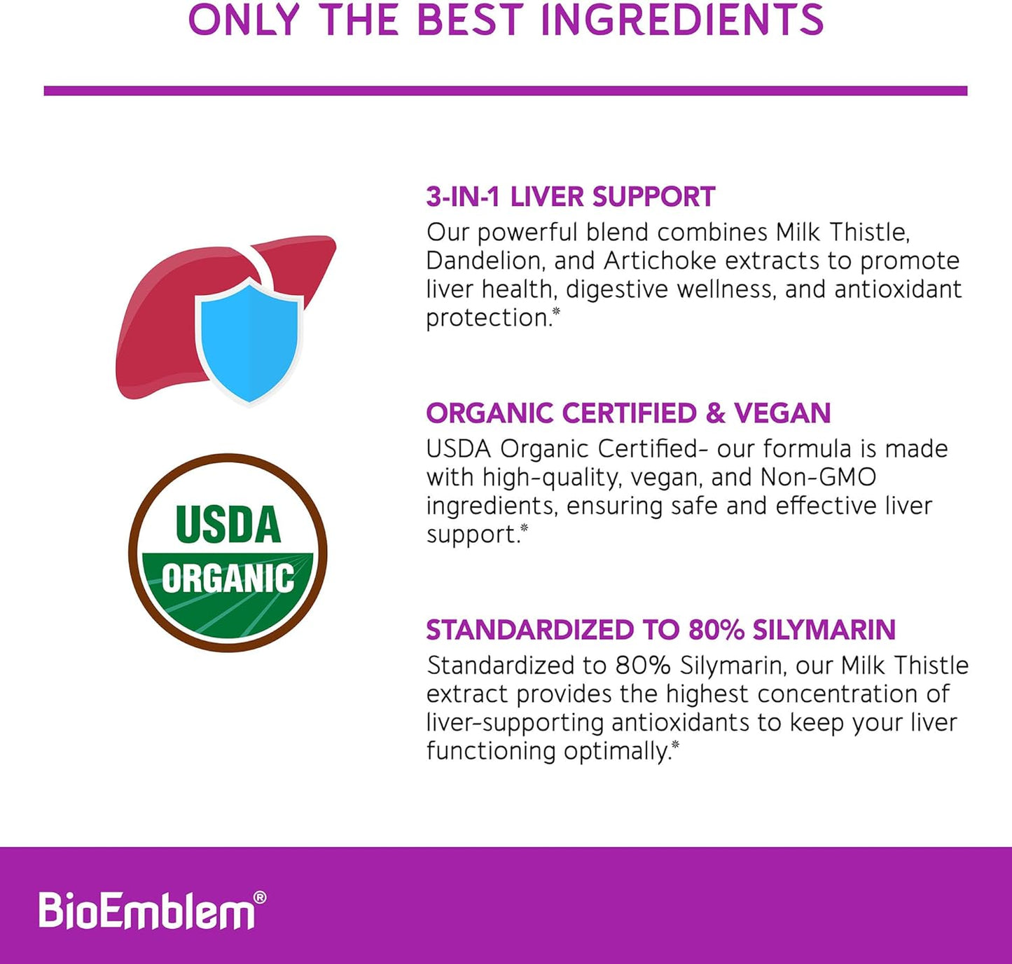 Organic Liver Cleanse Supplement with Milk Thistle, Dandelion, and Artichoke Extract - Vegan & Non-GMO - Herbal Liver Health Support - 60 Capsules