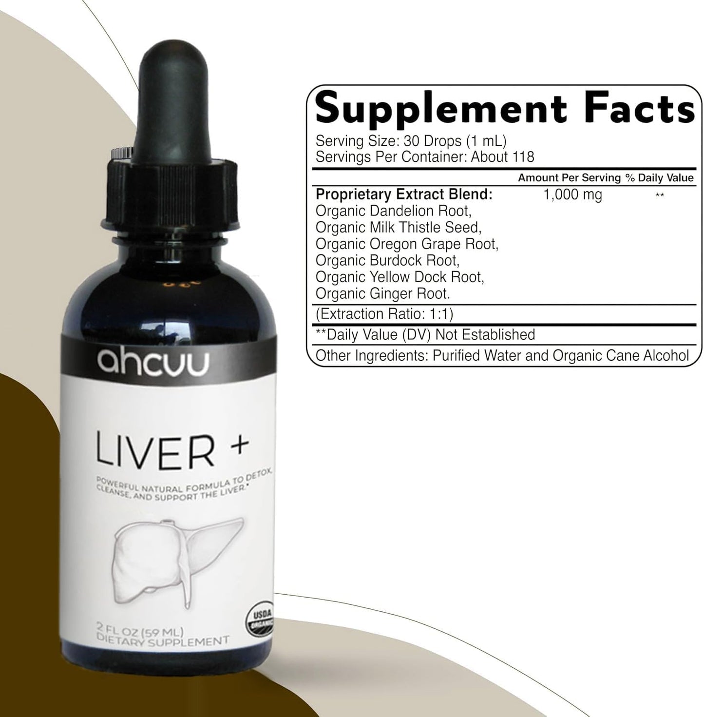 Organic Liver Complex Supplement with Milk Thistle and Dandelion Root - Natural Detox Formula | Doctor-Approved | 2oz | 59 Servings