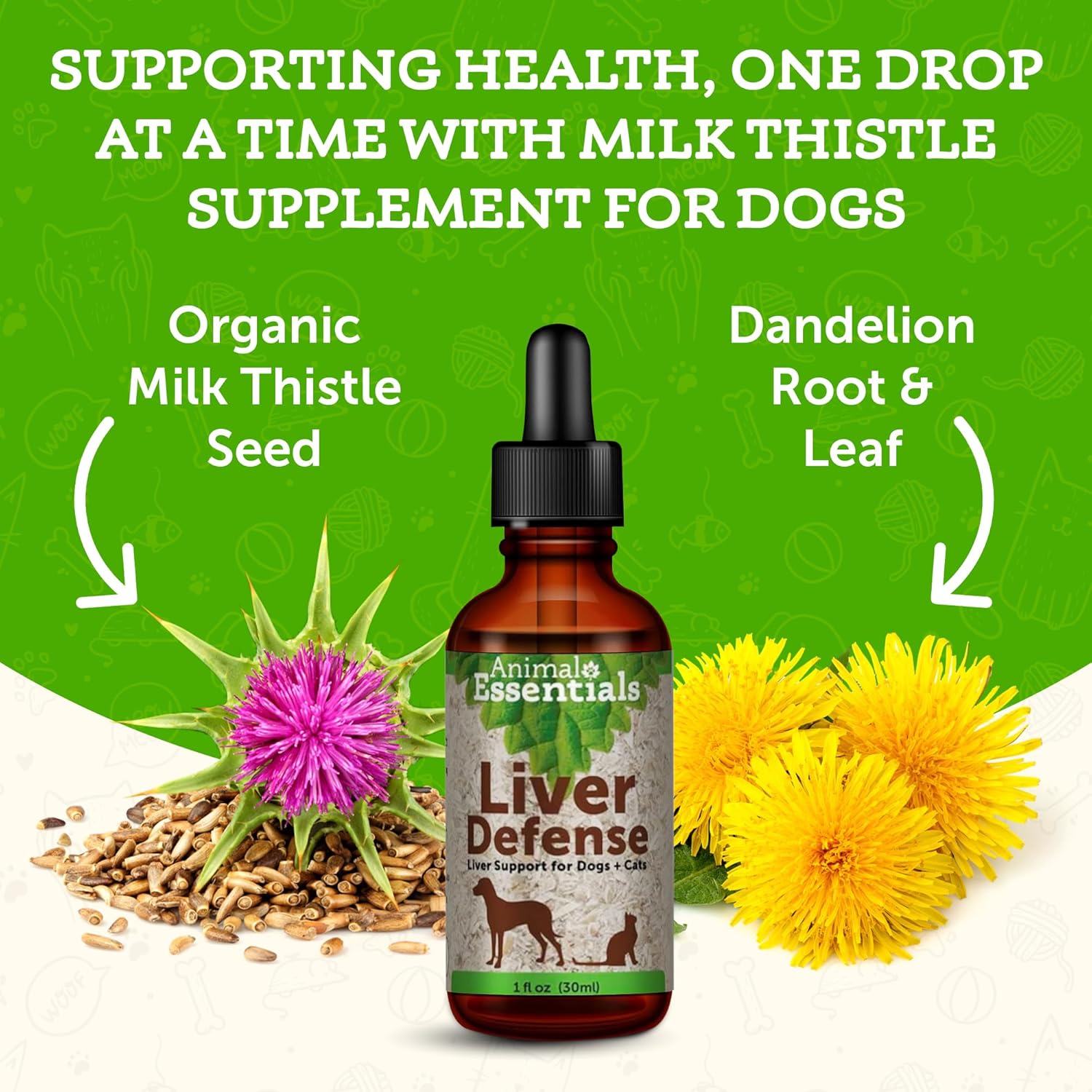 Organic Liver Defense Herbal Formula for Dogs & Cats, Maintains Healthy Liver Function, Sweet Taste, Veterinarian Recommended, 1 Fl Oz