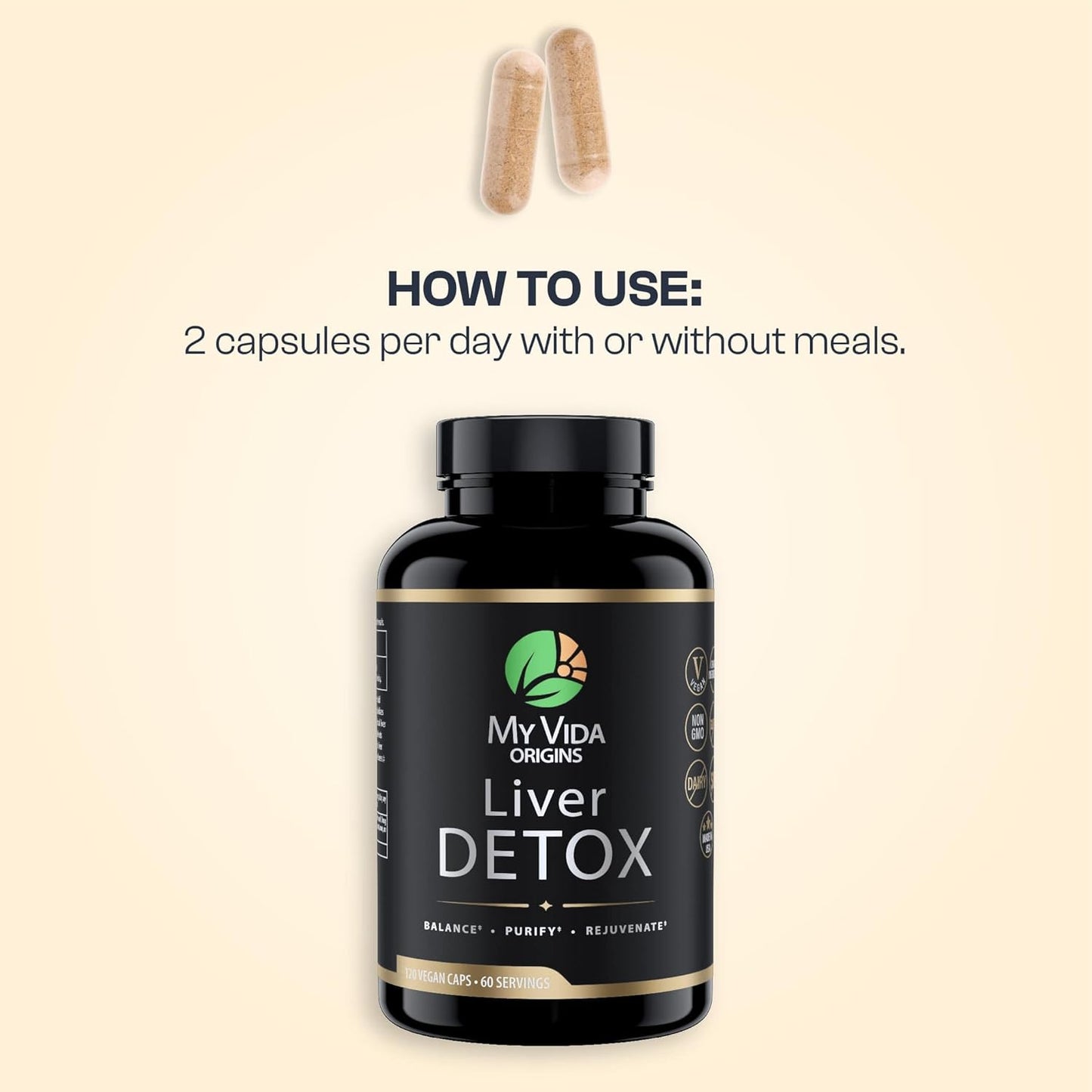 Organic Liver Detox Capsules with Milk Thistle, Dandelion Extract, and Choline - 120 Count