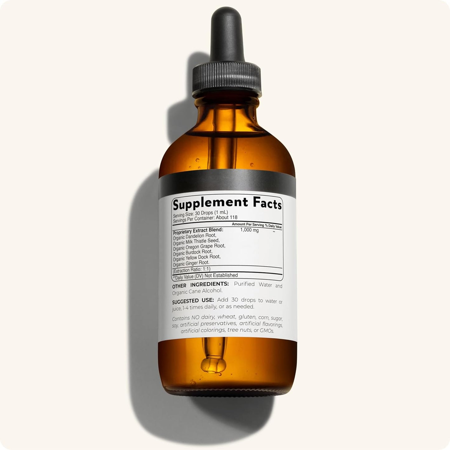 Organic Liver Support Complex Supplement for Detox, Cleanse, and Repair | Doctor-Approved Formula with Milk Thistle and Dandelion Root | Natural Ingredients | 4oz Bottle - 118 Servings