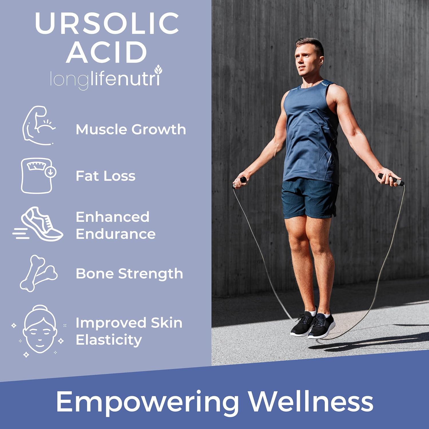 Organic LongLifeNutri Ursolic Acid 300mg Capsules - Rosemary Leaf Extract, 180 Vegetarian Caps, Muscle Growth & Recovery Supplement, 2-Month Supply, Lab Tested, GMP Certified, USA Made