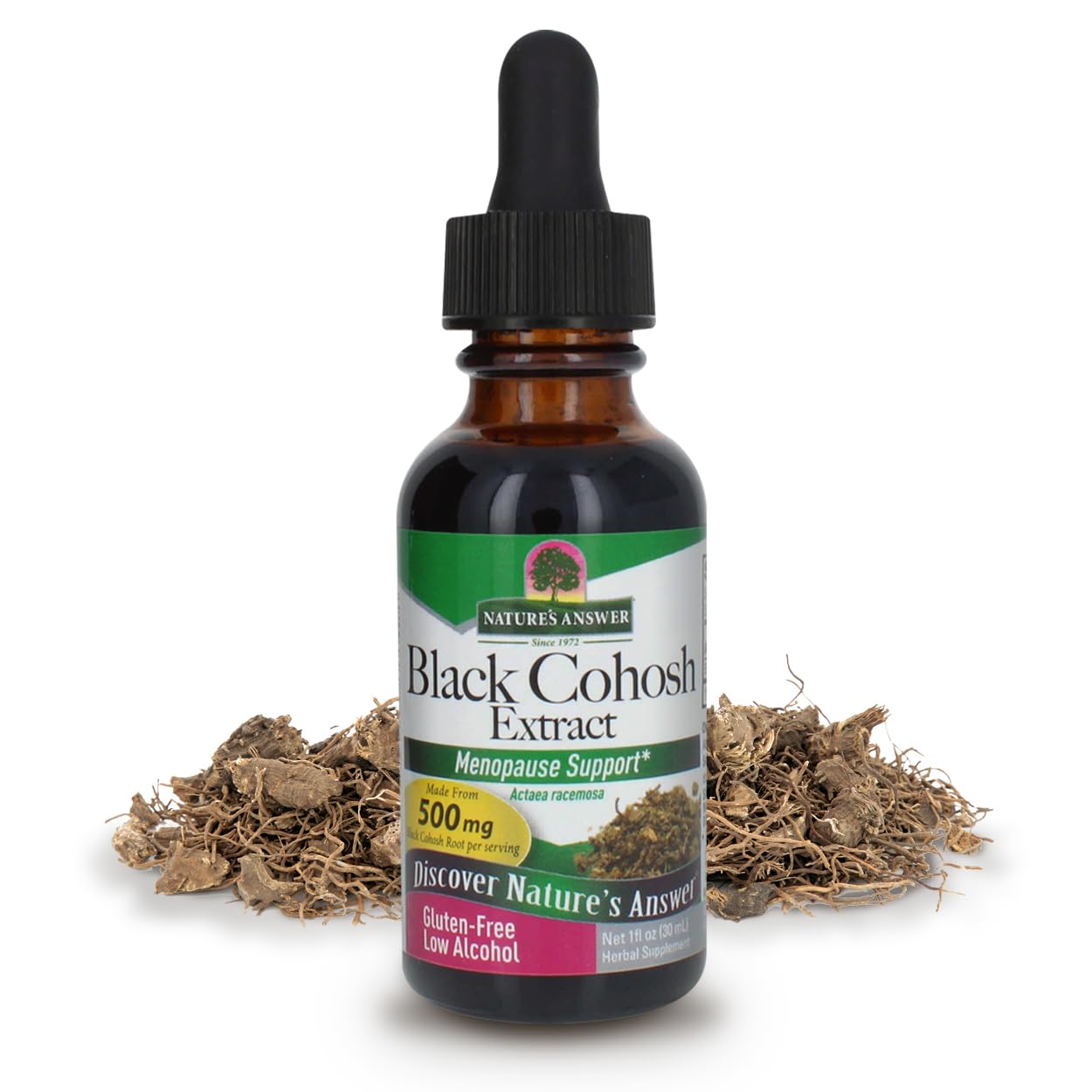 Organic Low Alcohol Black Cohosh Extract 1oz - Menopause Support Supplement - Kosher, Gluten-Free - USA-Made Women's Health Product