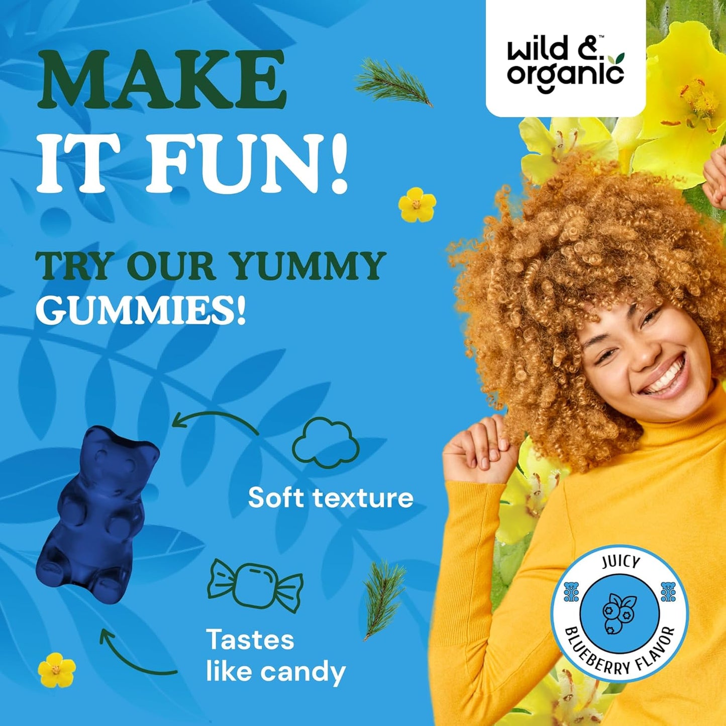 Organic Lung Cleanse Gummies - 1000mg Mullein & Mushroom Blend for Lungs - Vegan & Non-GMO - 60 Chews