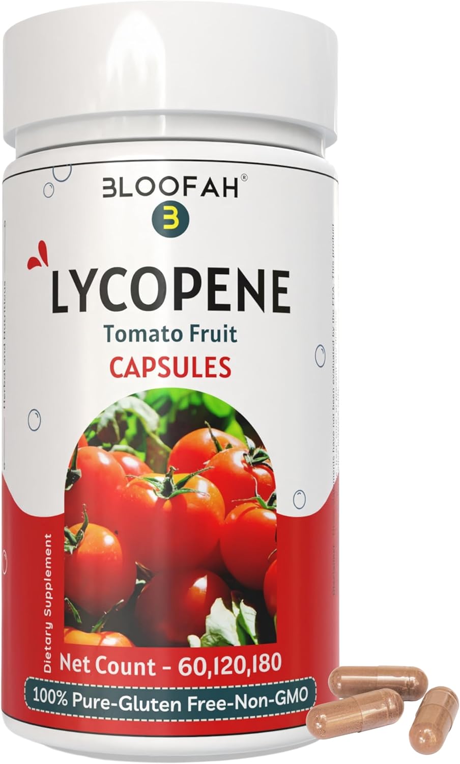 Organic Lycopene Capsules 500mg - 60 Count | Natural Carotenoid Supplement for Health | Gluten Free & Non-GMO Formula