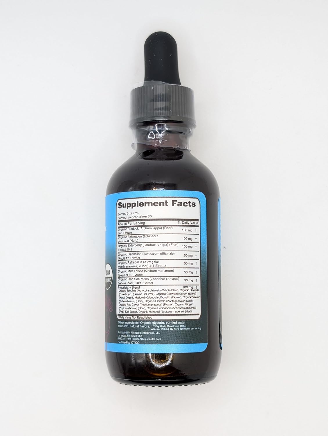 Organic Lymphatic Drainage Drops Supplement with Burdock Root Echinacea Elderberry for Immune Support by Clean Nutra