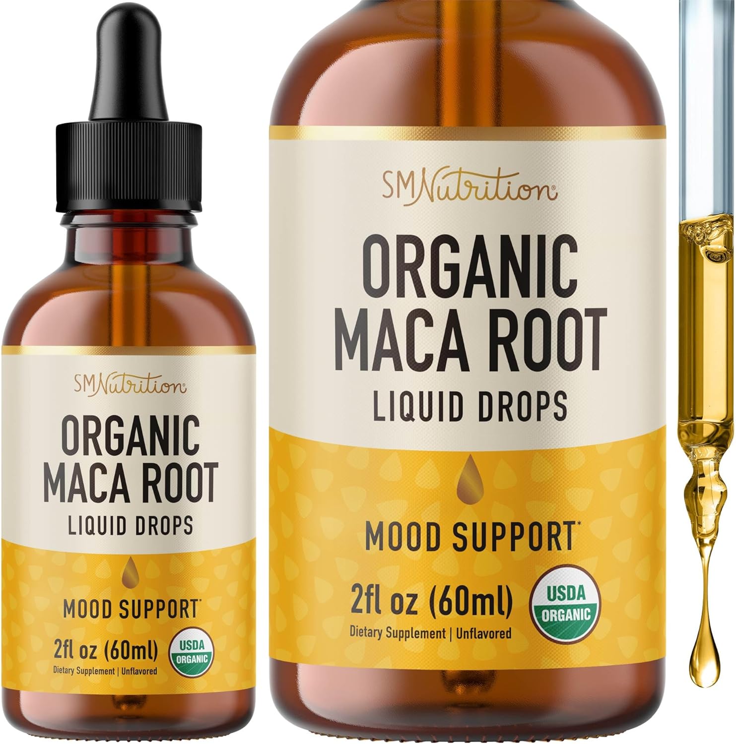Organic Maca Root Liquid Drops for Energy Support | 2oz | Hormone Balance, Mood, Energy | 4-Month Supply, 120 Servings