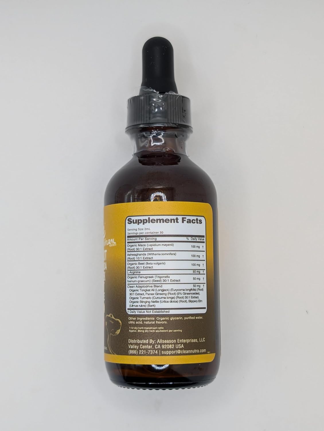 Organic Maca Root Liquid Drops with Ashwagandha - Liquid Multivitamin for Women and Men - Adapto Drive